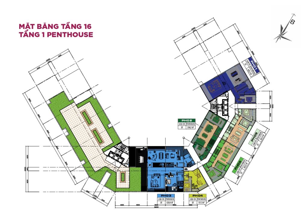 Bản vẽ mặt bằng thiết kế siêu căn hộ Penthouse Ecolife Signature tại chung cư Ecohome Hòa Hiệp